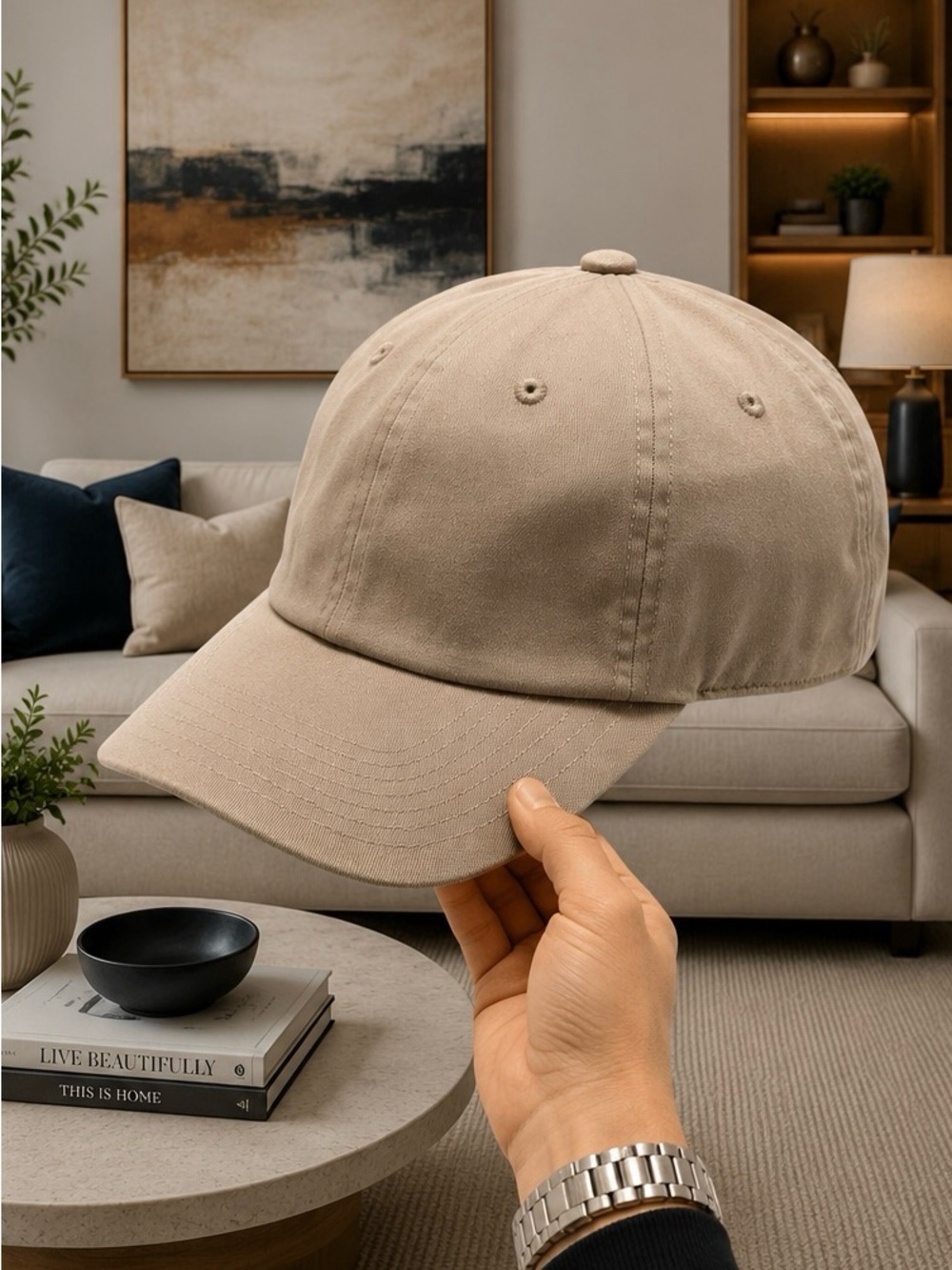 Tan Cambridge Adjustable Dad Hat Cap – Classic Cotton Baseball Hat